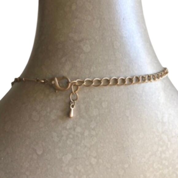 Gold Tone Small Gold Beads Black Fringed Feathered With Gold Bar Lariat Necklace - Picture 13 of 13